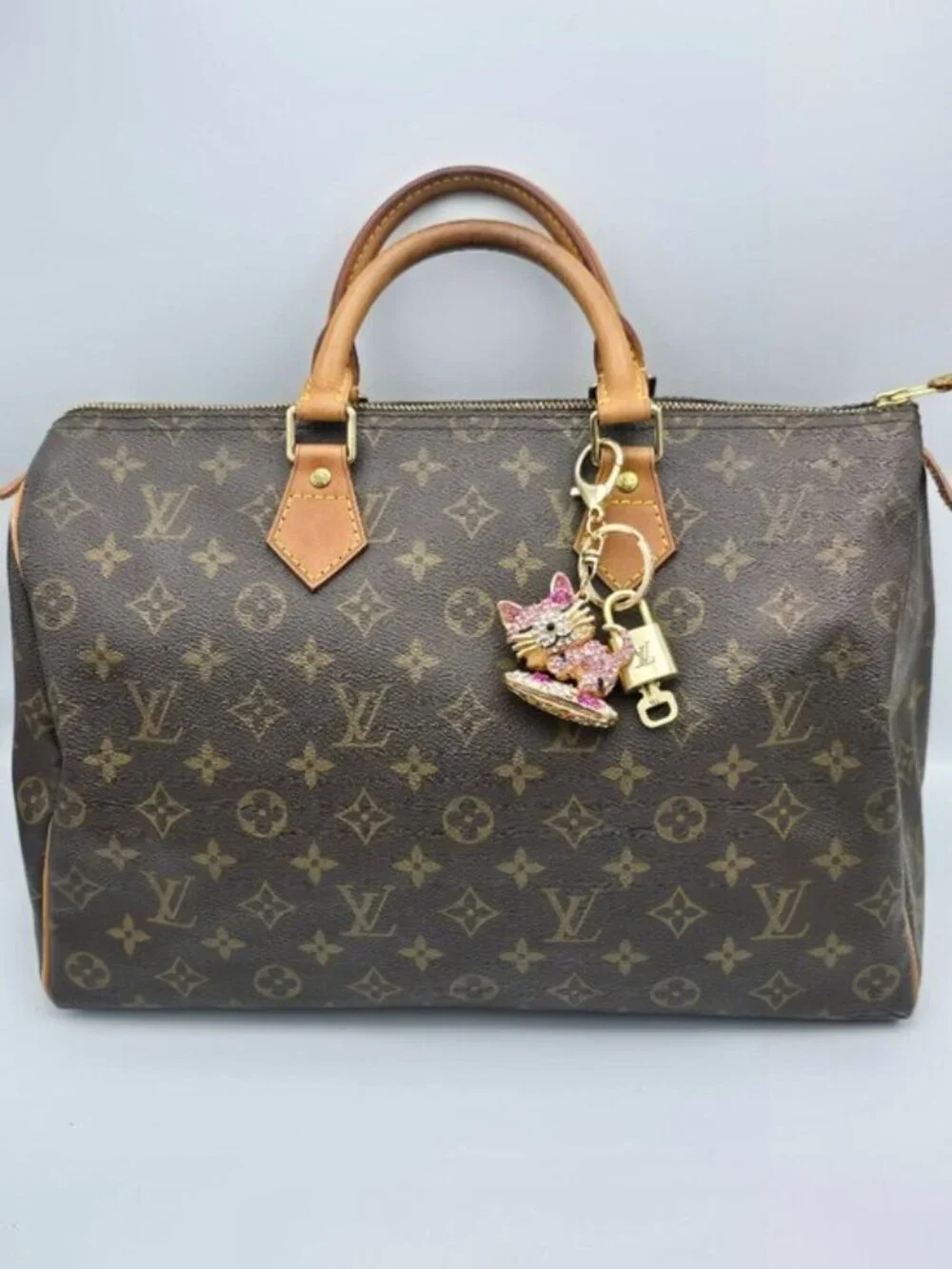 Louis Vuitton Gold Padlock Key 🔒 Authentic LV Charm + Unbranded Cat Keychain